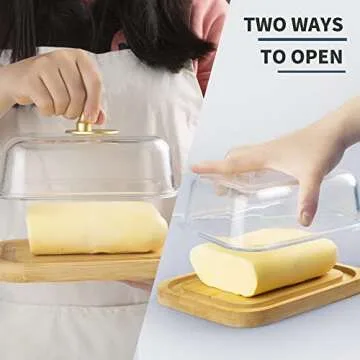 Elegant BTWD Glass Butter Dish for Countertop Storage