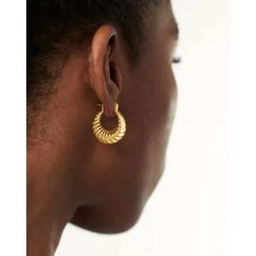 Elegant 14K Gold Plated Croissant Earrings for Her