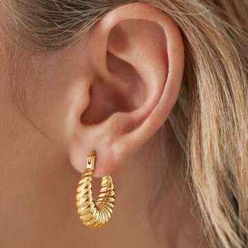 Elegant 14K Gold Plated Croissant Earrings for Her