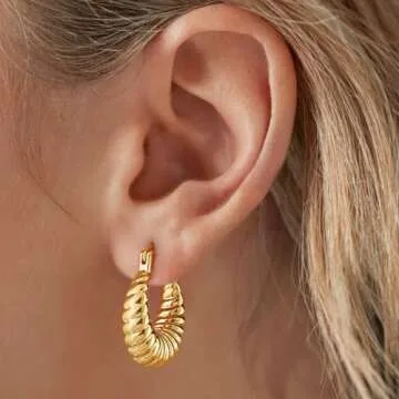 Elegant 14K Gold Plated Croissant Earrings for Her