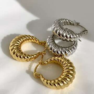 Elegant 14K Gold Plated Croissant Earrings for Her