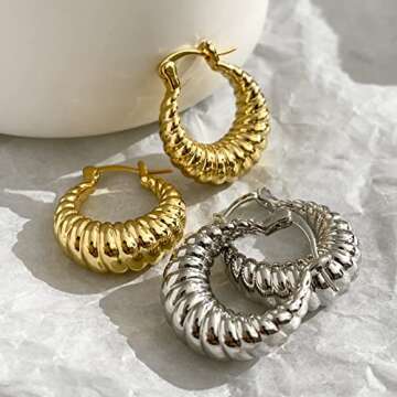 Elegant 14K Gold Plated Croissant Earrings for Her