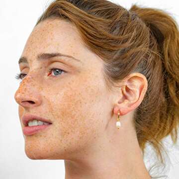 Chic Columbus Gold Plated Pearl Huggie Hoop Earrings