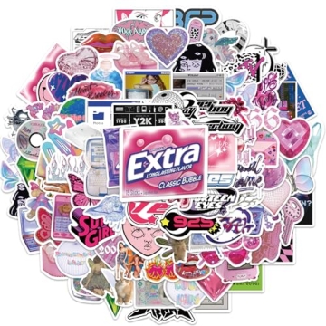 Y2k Retro Aesthetic Stickers, 106pcs Cool 2000s Cyber Trend Stickers, Vinyl Waterproof Sticker for L...