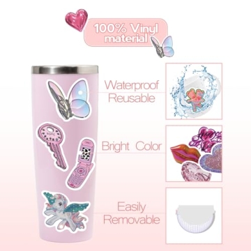 Y2k Retro Aesthetic Stickers, 106pcs Cool 2000s Cyber Trend Stickers, Vinyl Waterproof Sticker for Laptop, Guitar, Water Bottle, Birthday Gifts for Girls, Kids, Teens