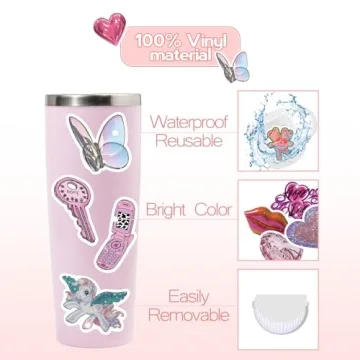 Y2k Retro Aesthetic Stickers, 106pcs Cool 2000s Cyber Trend Stickers, Vinyl Waterproof Sticker for Laptop, Guitar, Water Bottle, Birthday Gifts for Girls, Kids, Teens