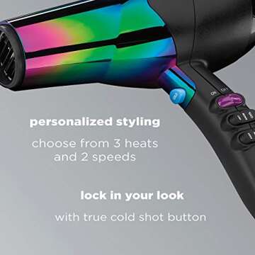 INFINITIPRO BY CONAIR Hair Dryer, 1875W Ion Choice - Turn Ions ON for Smooth, Shiny Hair and OFF for More Fullness and Volume