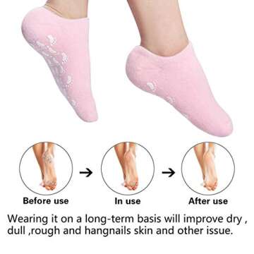 Moisturizing Socks Heel Gel Sock - Callus Rough Foot Care Treatment Soft Silicone Gel Lined Infused Lotion Spa Socks|2 Pairs Cotton Gel Sleeves for Repairing Softening Dry Cracked Feet Skins