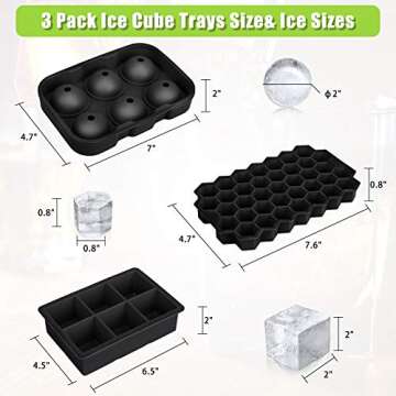Ice Cube Tray Set - AiBast Large Silicone Ice Cube Trays for Cocktails, Whiskey, and More