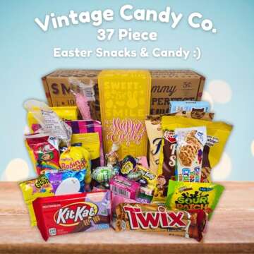 EASTER CANDY CARE PACKAGE EASTER GIFT BOX - Filled With Cookies, Chocolate Bars, Marshmallow Peeps, ...