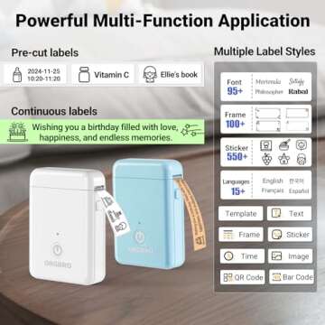ORGBRO X1 Portable Bluetooth Label Maker - Easy Organization