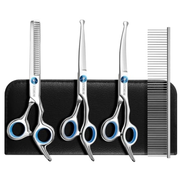 SCEDREAM Dog Grooming Scissors Set - 5 in 1 Professional Grooming Tools for Dogs and Cats
