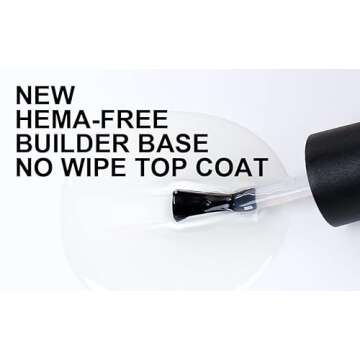 AIMEILI Soak Off Hema-Free Gel Nail Polish Cruelty Free Vegan Builder Base and No Wipe Top Set - 2 x 15ml