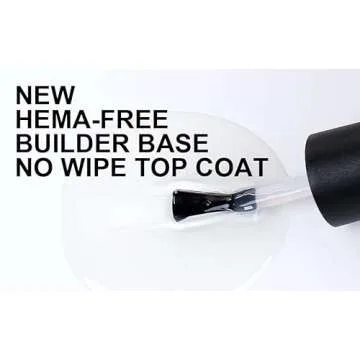 AIMEILI Soak Off Hema-Free Gel Nail Polish Cruelty Free Vegan Builder Base and No Wipe Top Set - 2 x 15ml