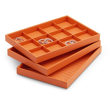 Oirlv Luxury Leather Jewelry Tray - Stackable Organizer