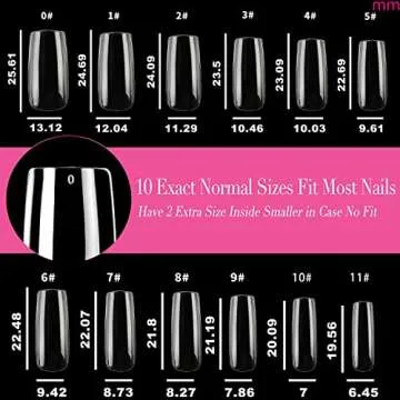 UNA GELLA Medium Square Gel Nail Tips 216pcs Clear Square Fake Nails for Full Cover Acrylic Square Nails French False Nails for Nail Extension and DIY Nail Art 12 Sizes False Gelly Tips DIY Nail Salon