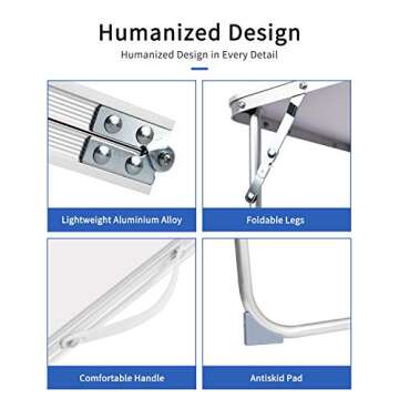 Foldable Laptop Table for Bed, SUVANE Lap Desk Bed Desk, Breakfast Serving Bed Tray, Portable Mini Picnic Table Storage Space Laptop Desk Reading Holder(Gray)