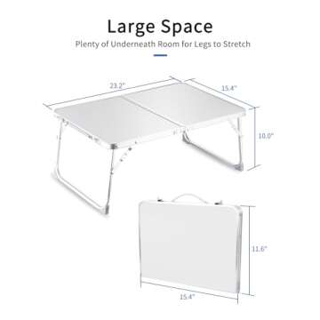 Foldable Laptop Table for Bed, SUVANE Lap Desk Bed Desk, Breakfast Serving Bed Tray, Portable Mini Picnic Table Storage Space Laptop Desk Reading Holder(Gray)