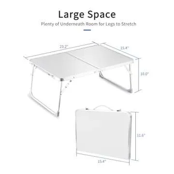 Foldable Laptop Table for Bed, SUVANE Lap Desk Bed Desk, Breakfast Serving Bed Tray, Portable Mini Picnic Table Storage Space Laptop Desk Reading Holder(Gray)