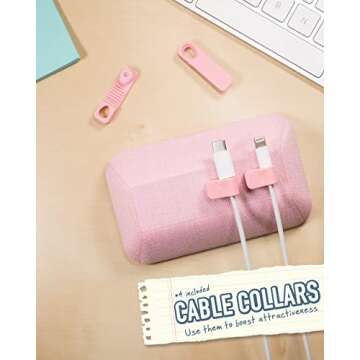 Smartish Magnetic Cord Holder - Bigger Cable Wrangler Organizer with Magnet Clips for Charger Management on Desktop, Nightstand, or Side Table - Holds 6+ Cables - I'm Blushing