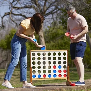 Giant 4 Connect in a Row with Carrying Case and Stained and Finished Legs and Frame