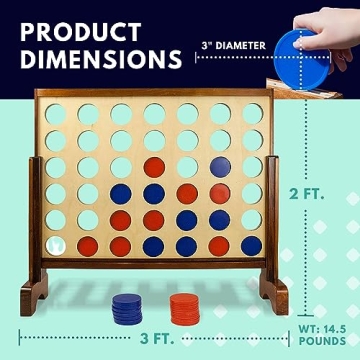 Giant 4 Connect in a Row with Carrying Case and Stained and Finished Legs and Frame