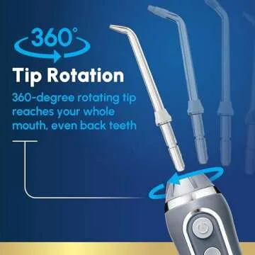 Waterpik Cordless Advanced 2.0 Water Flosser For Teeth, Gums, Braces, Dental Care With Travel Bag and 4 Tips, ADA Accepted, Rechargeable, Portable, and Waterproof, Gray WP-587, Packaging May Vary