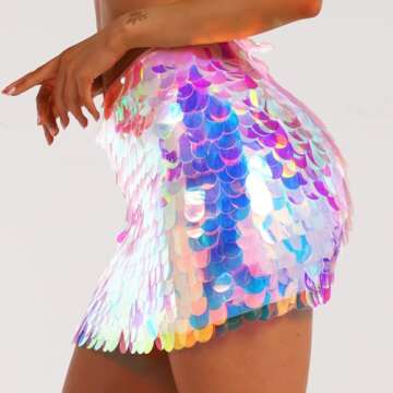 GRAEEN Sequin Dance Skirt Belly Hip Skirt Rave Fringe Skirt Outfits Party Costume Performance Skirt for Women and Girls