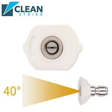 Clean Strike Professional Spray Nozzles, White 40-Degree Spray Tips with 1/4 Inch Quick Connect Fitt...