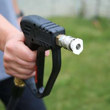 Clean Strike Professional Spray Nozzles, White 40-Degree Spray Tips with 1/4 Inch Quick Connect Fitting, 3.0 Orifice and Pressure Washer Rated 6200 PSI, 5-Pack