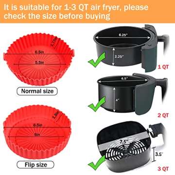 2 Pack Air Fryer Silicone Liners Basket Round, Apply to 1-3.5 QT Airfryer, Air Fryer Silicone Pot Bo...