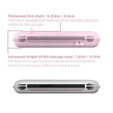 Mytrix Cute Carrying Case for Nintendo Switch OLED, Portable Hard Shell Pouch Travel Storage Bag for Switch Protective Bag with 10 Game Card Slots, with 4 in 1 Bundle Accessories Pink Cherry Blossoms