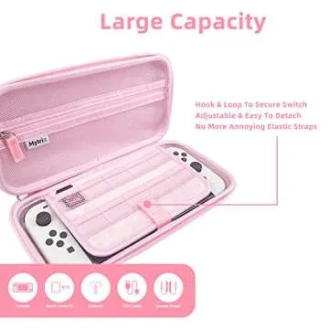 Mytrix Cute Carrying Case for Nintendo Switch OLED, Portable Hard Shell Pouch Travel Storage Bag for Switch Protective Bag with 10 Game Card Slots, with 4 in 1 Bundle Accessories Pink Cherry Blossoms