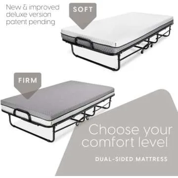Milliard Deluxe Diplomat Folding Bed with Mattress for Adults, Twin Size, Portable Foldable Bed with Luxurious Memory Foam Mattress & Super Strong Frame, 75” x 38", Fold Up, Roll Away, & Hideaway
