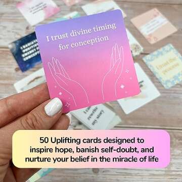 Mother's Ray 50 Affirmation Cards for Fertility and Self-Care, Floral Design, 3x3 Inches, 50 Cards T...