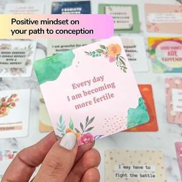 Mother's Ray 50 Affirmation Cards for Fertility and Self-Care, Floral Design, 3x3 Inches, 50 Cards Thick Cardstock