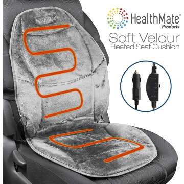 12V Heated Velour Winter Seat Cushion with Lumbar Support