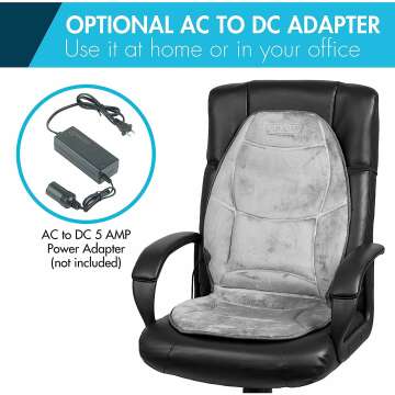 12V Heated Velour Winter Seat Cushion with Lumbar Support