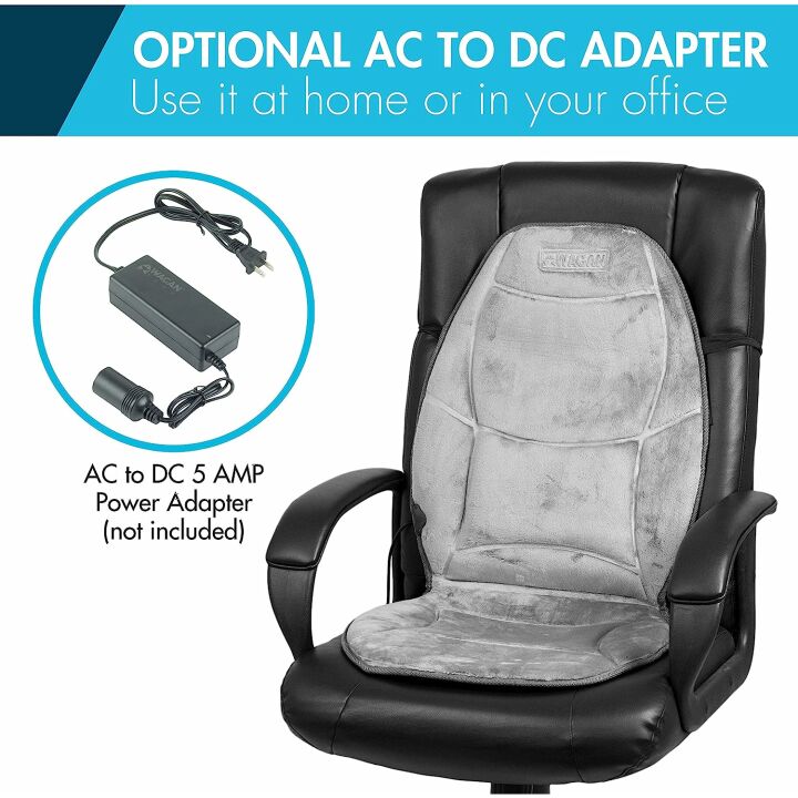 12V Heated Velour Winter Seat Cushion with Lumbar Support