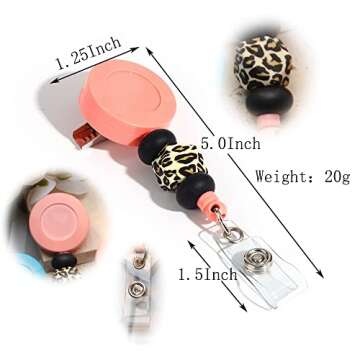 Lantintop Silicone Bead Retractable Badge Holders - Cute Pumpkin Devil Ghost ID Badge Reel for Profe...