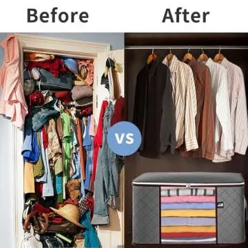 90L Large Storage Bag, 4 Pack Foldable Blanket Storage Bins, Clothing Storage Bins, Foldable Clothes Organizer and Storage Containers with Lids and Handle for Organizing Bedroom, Closet, Clothing