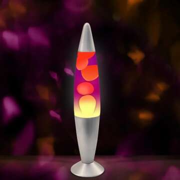 JAMBO 16" Beautiful Lamp- The Upgraded Motion Lamp- Purple with Yellow/Orange Wax, Relaxing Liquid Lamp, Night Light Nightlight, Home Decor Living Room Office Bedroom Lamp for Adults Teens Kids Magma