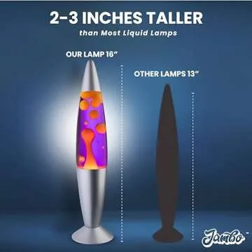 JAMBO 16" Beautiful Lamp- The Upgraded Motion Lamp- Purple with Yellow/Orange Wax, Relaxing Liquid Lamp, Night Light Nightlight, Home Decor Living Room Office Bedroom Lamp for Adults Teens Kids Magma