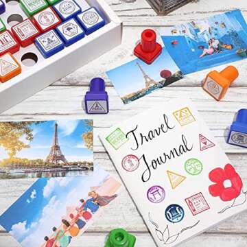 Bright Creations Passport Stamps, City and Country Stamp Set (1 x 1 In, 26 Pieces)