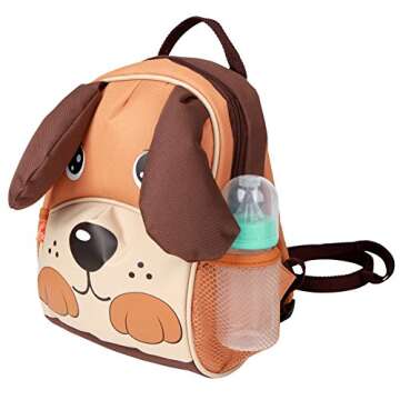 yodo Kids Insulated Toddler Backpack with Safety Harness Leash and Name Label - Playful Preschool Lunch Boxes Carry Bag, Dog