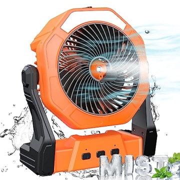 Ausic Portable Misting Fan, Outdoor Fans for Patios with Water Mist, 10000mAh Rechargeable Battery P...