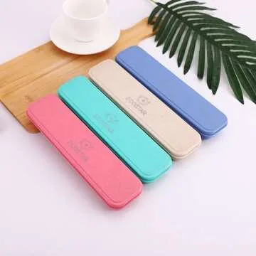 ECOSTAR Reusable Utensils set with Case, Portable Wheat Straw Cutlery Set, BPA-Free and Eco-friendly Knife Spoon Fork, Travel Utensils for Office, Dorm, and On-the-go (Beige,1)