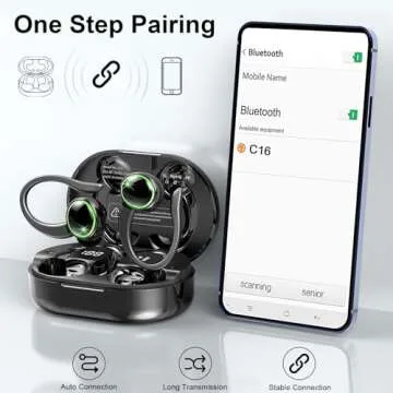 Wireless Earbuds, 2025 Bluetooth 5.4 Headphones Sports, 50H Playback Over-Ear buds with ENC Noise Cancelling Mic, Deep Bass Fitness Earphones with Earhooks, IP7 Waterproof Headset for Gym Workout