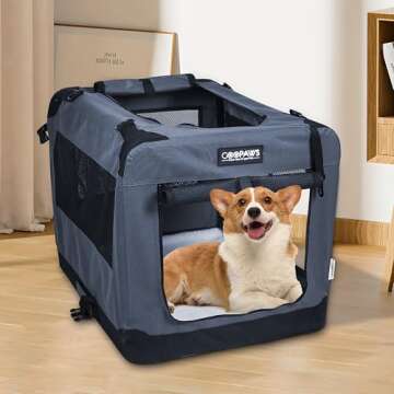 JESPET 27'' Soft Dog Crates Kennel for Pets, 3 Door Soft Sided Folding Travel Pet Carrier with Strap...