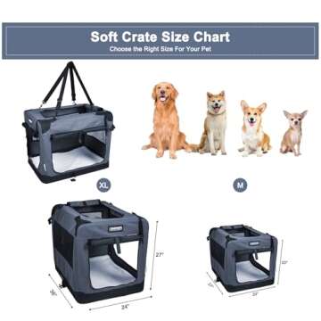 JESPET 27'' Soft Dog Crate for Travel and Comfort